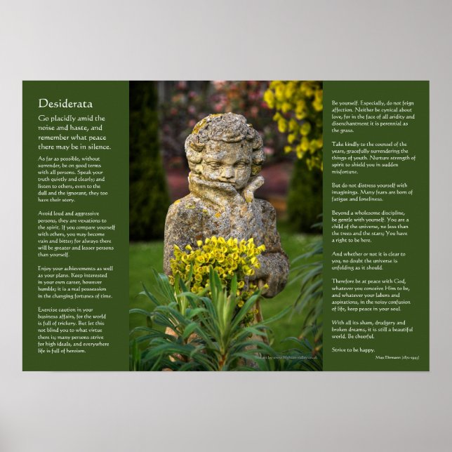 Desiderata - Junge mit Spring Posy, Gartenstatue Poster (Vorne)
