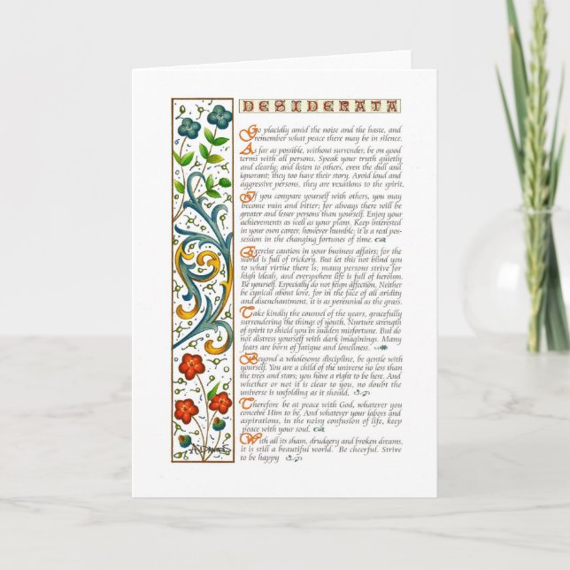 DESIDERATA-Karte Karte (Vorderseite)