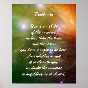 Desiderata-Kind des Universums Poster