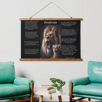 Desiderata: Löwenschutz Wandteppich Mit Holzrahmen