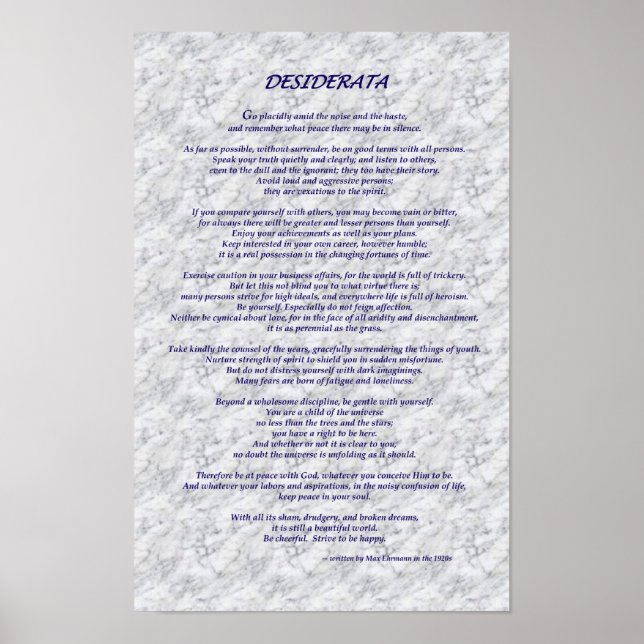 Desiderata Marble Poster (Vorne)