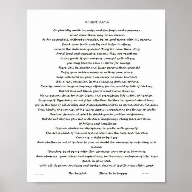 DESIDERATA MAX EHRMANN POSTER (Vorne)