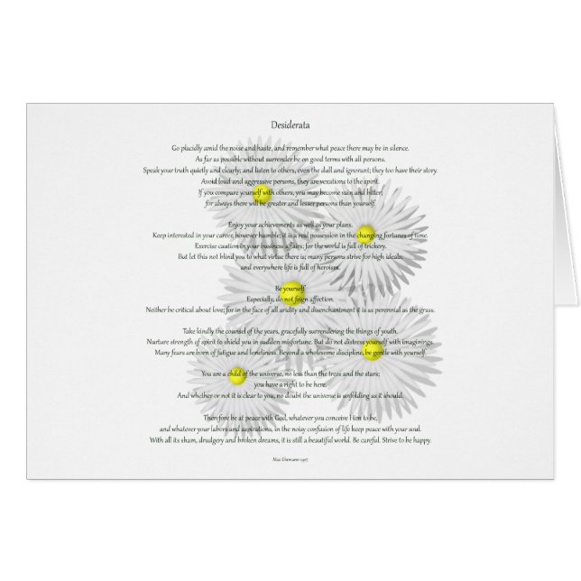 Desiderata mit Gänseblümchen (Vorderseite (Horizontal))