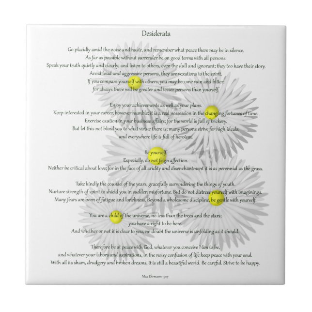 Desiderata mit Gänseblümchen Fliese (Vorderseite)