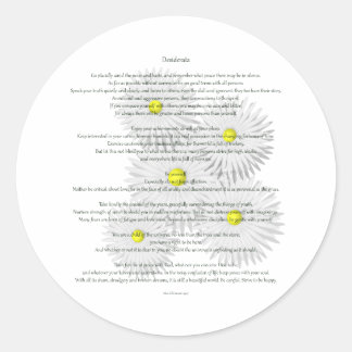 Desiderata mit Gänseblümchen Runder Aufkleber