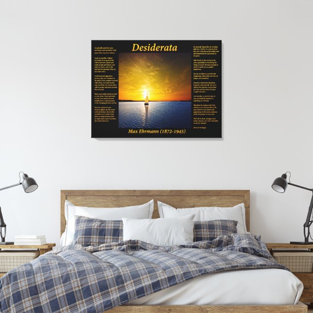 Desiderata mit Sailboat bei Sunset Leinwanddruck (Insitu (Schlafzimmer))