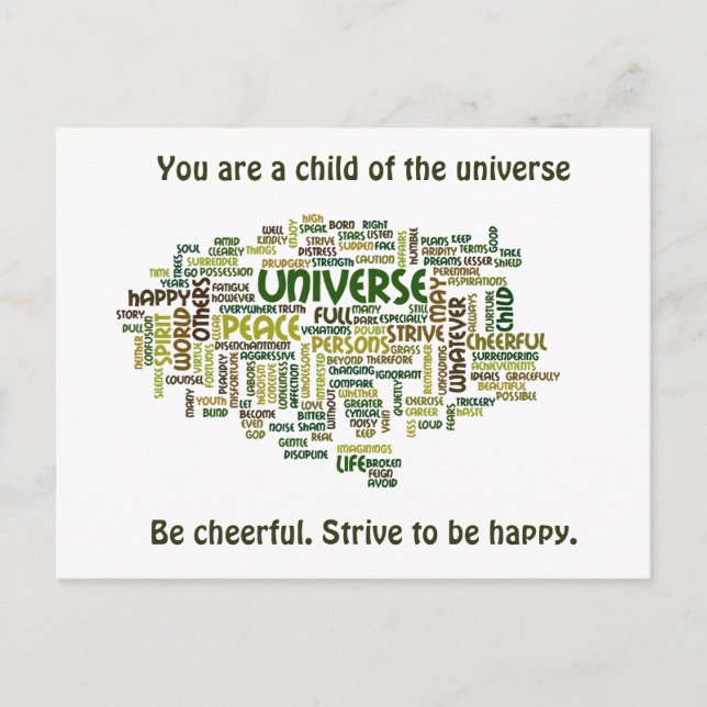 Desiderata Motivierend Word Cloud Postcard Postkarte (Vorderseite)