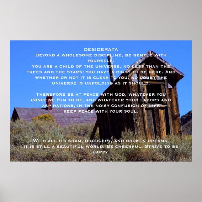 DESIDERATA Mountain Out House Posters Poster (Vorne)