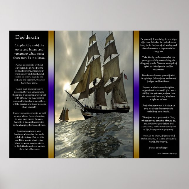 Desiderata Ocean Sail Boat Poster (Vorne)