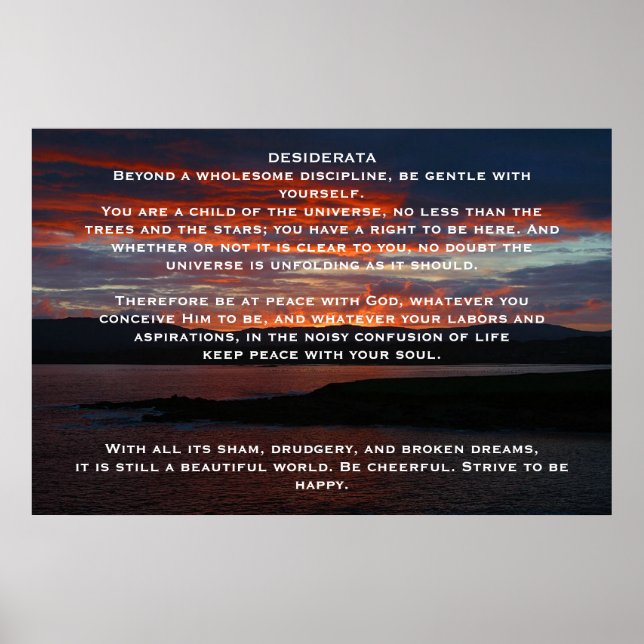 DESIDERATA Ocean Sunset Posters Poster (Vorne)