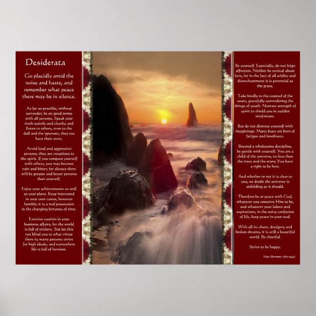 Desiderata Orange Ocean Posters Poster (Vorne)