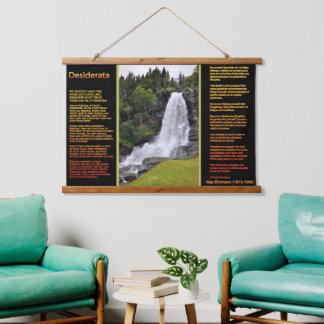 DESIDERATA Orange Wasserfälle Bach im Wald Wandteppich Mit Holzrahmen