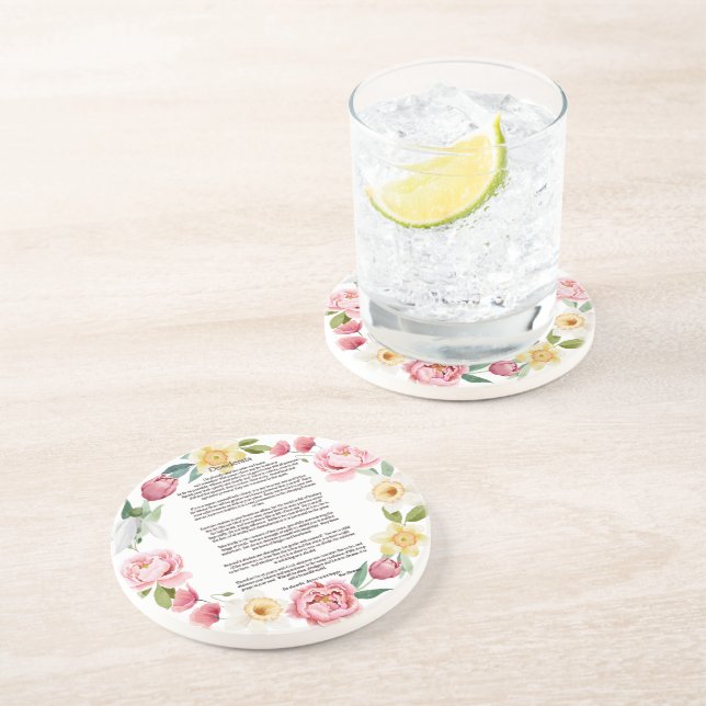 Desiderata Peonies and Daffodils von Max Ehrmann Getränkeuntersetzer (Seite)