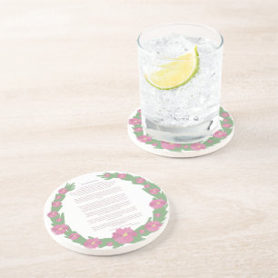 Desiderata Pink Floral Wreath von Max Ehrmann Getränkeuntersetzer