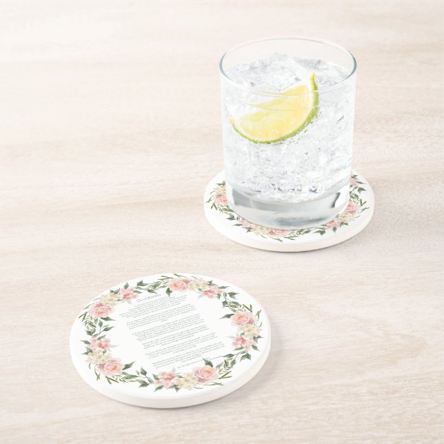 Desiderata Pink Rose Wreath Getränkeuntersetzer (Seite)