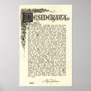 DESIDERATA Plakat durch maximales Ehrmann -