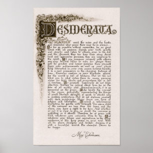 DESIDERATA Plakat durch maximales Ehrmann=Charcoal