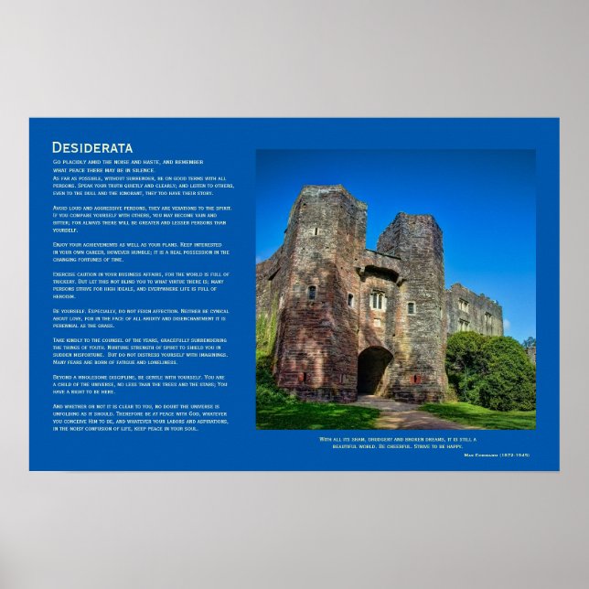 Desiderata Poem - English Castle Intrance Poster (Vorne)