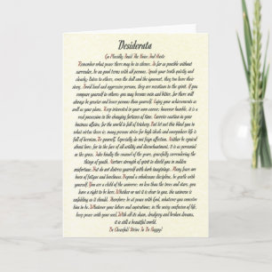 DESIDERATA-Poem-Karte Max Ehrmann-Romanesque Feiertagskarte