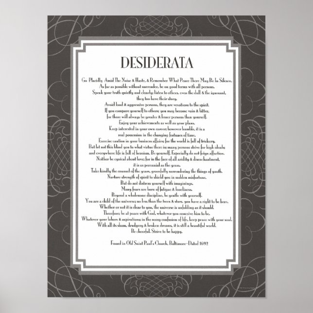 Desiderata Poem Poster (Vorne)