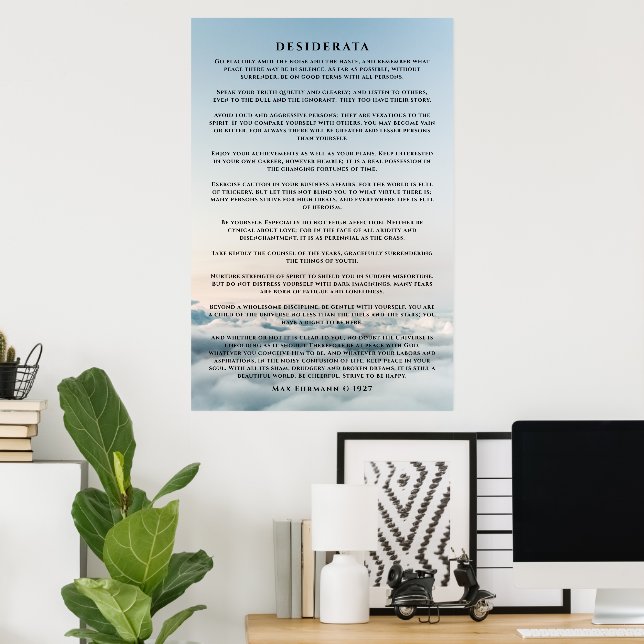 Desiderata Poem Poster Above the Cloud (Heimbüro)