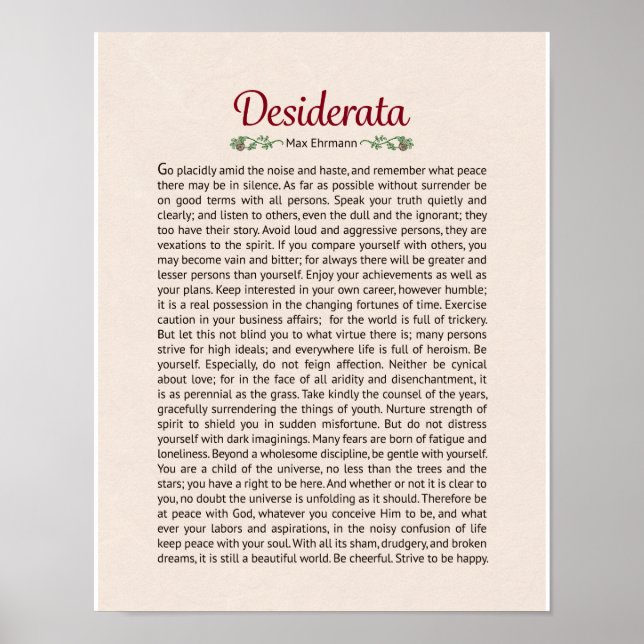 Desiderata Poem Poster Print (Vorne)