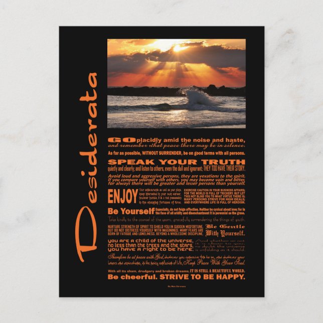 Desiderata Poem Wave Hugging Sunset Postkarte (Vorderseite)