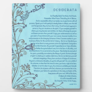 Desiderata Poem with the Bluebird of Happiness Fotoplatte