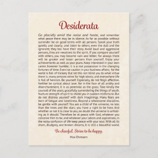 Desiderata Postcard | Desiderata Mini Art Postkarte