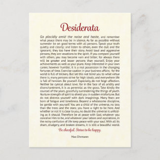 Desiderata Postcard | Desiderata Mini Art Postkarte