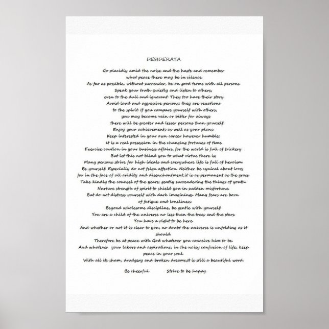 DESIDERATA POSTER (Vorne)