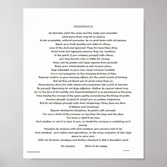 DESIDERATA POSTER (Vorne)