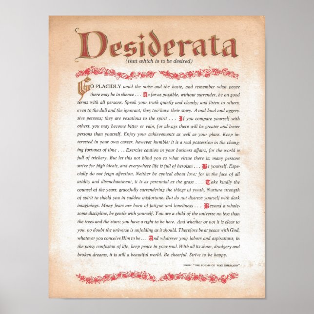 DESIDERATA POSTER (Vorne)