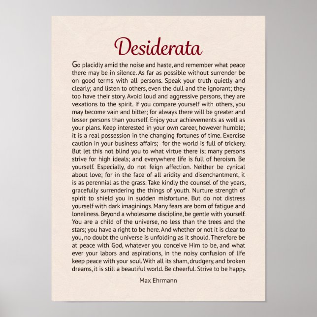 Desiderata Poster (Vorne)