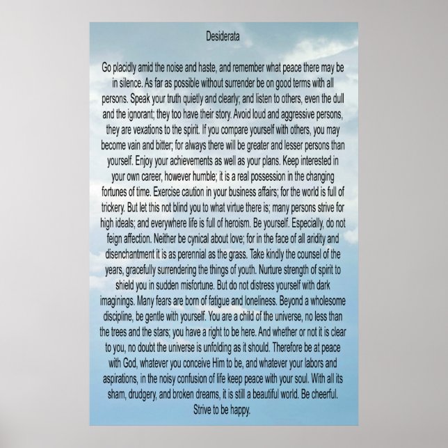 Desiderata Poster (Vorne)