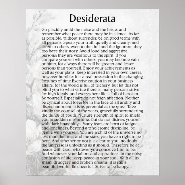 DESIDERATA POSTER (Vorne)