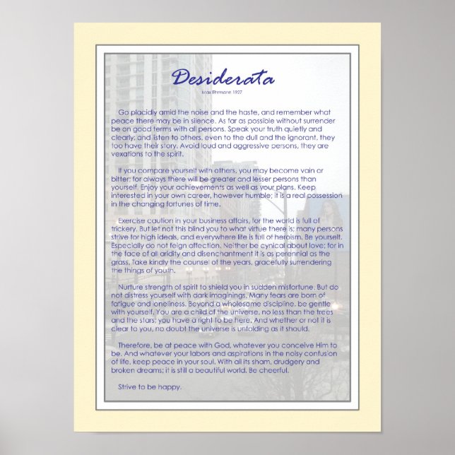 Desiderata Poster (Vorne)