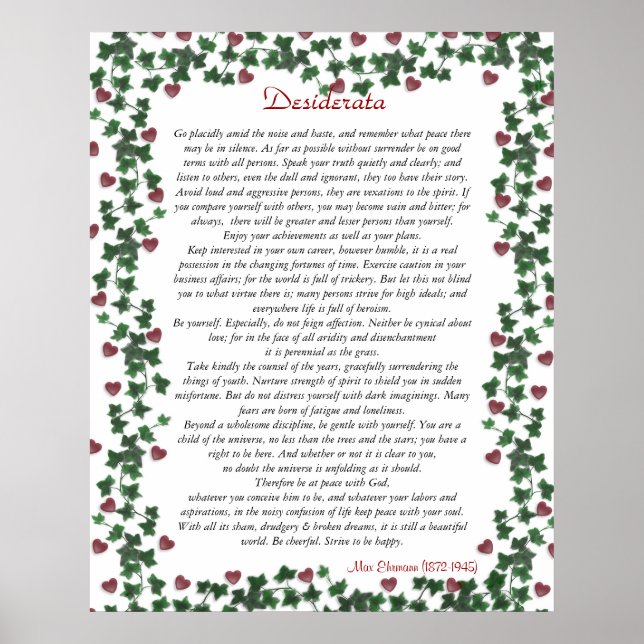 Desiderata Poster Ivy Hearts (Vorne)