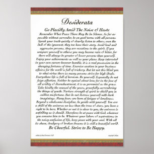 DESIDERATA-Poster Max Ehrmann-Formal-Trim Poster