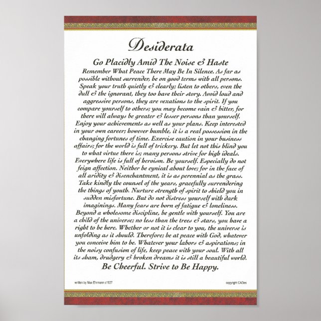 DESIDERATA-Poster Max Ehrmann-Formal-Trim Poster (Vorne)