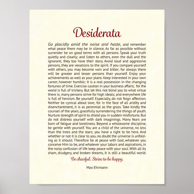 Desiderata Poster Print (Vorne)