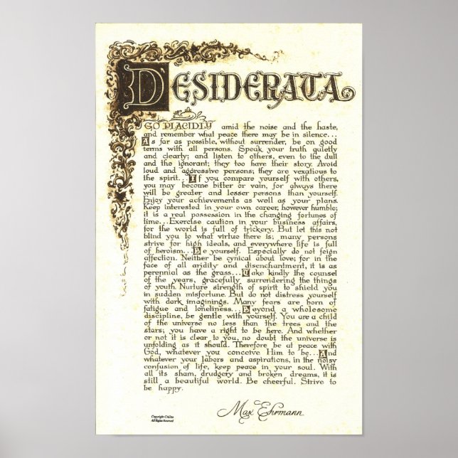 DESIDERATA Poster von Max Ehrmann - Antiquitätenro (Vorne)