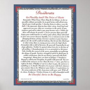 DESIDERATA-Poster von Max Ehrmann-Führungskraft Poster