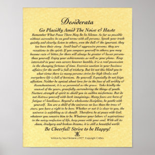 DESIDERATA Poster von Max Ehrmann-Golden Perchment