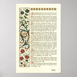 DESIDERATA-Poster von Max Ehrmann= Leaf Calligraph Poster