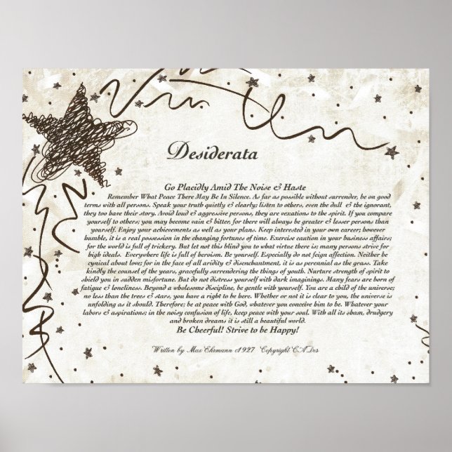 DESIDERATA-Poster von Max Ehrmann-Shining Star Poster (Vorne)