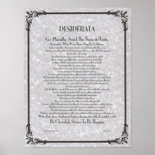 DESIDERATA-Poster von Max Ehrmann - VIELE GRÖSSEN Poster (Vorne)