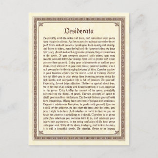 Desiderata-Postkarte Postkarte