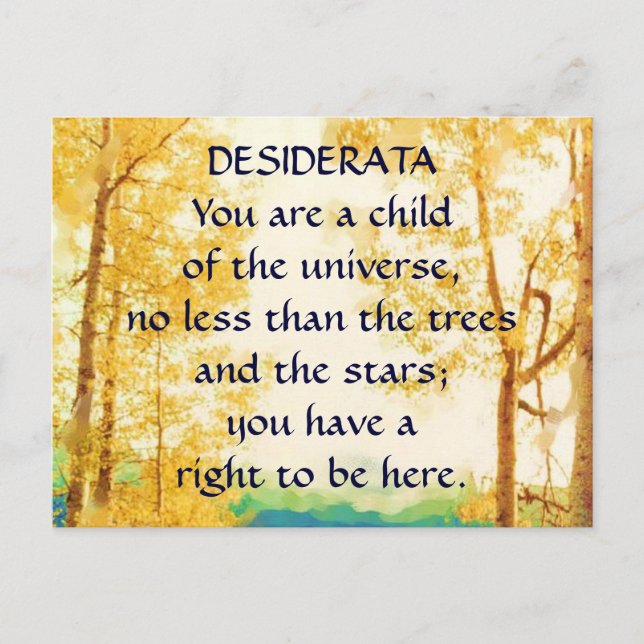 DESIDERATA-Postkarte verblasste Aspens Postkarte (Vorderseite)