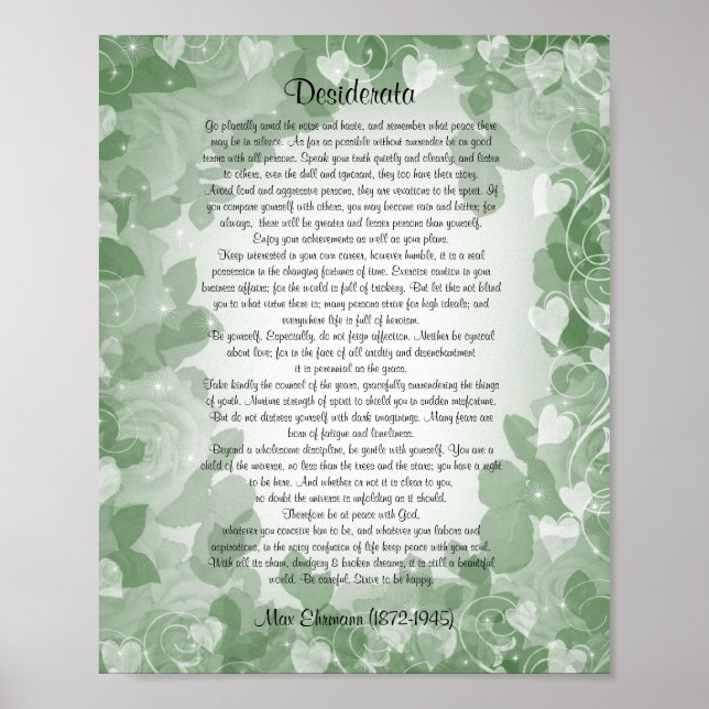 Desiderata" Prosa Poster (Vorne)